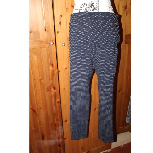 Anne Klein Navy Polka Dot Pull On Knit Crop Pants Size 6 - Picture 2 of 9